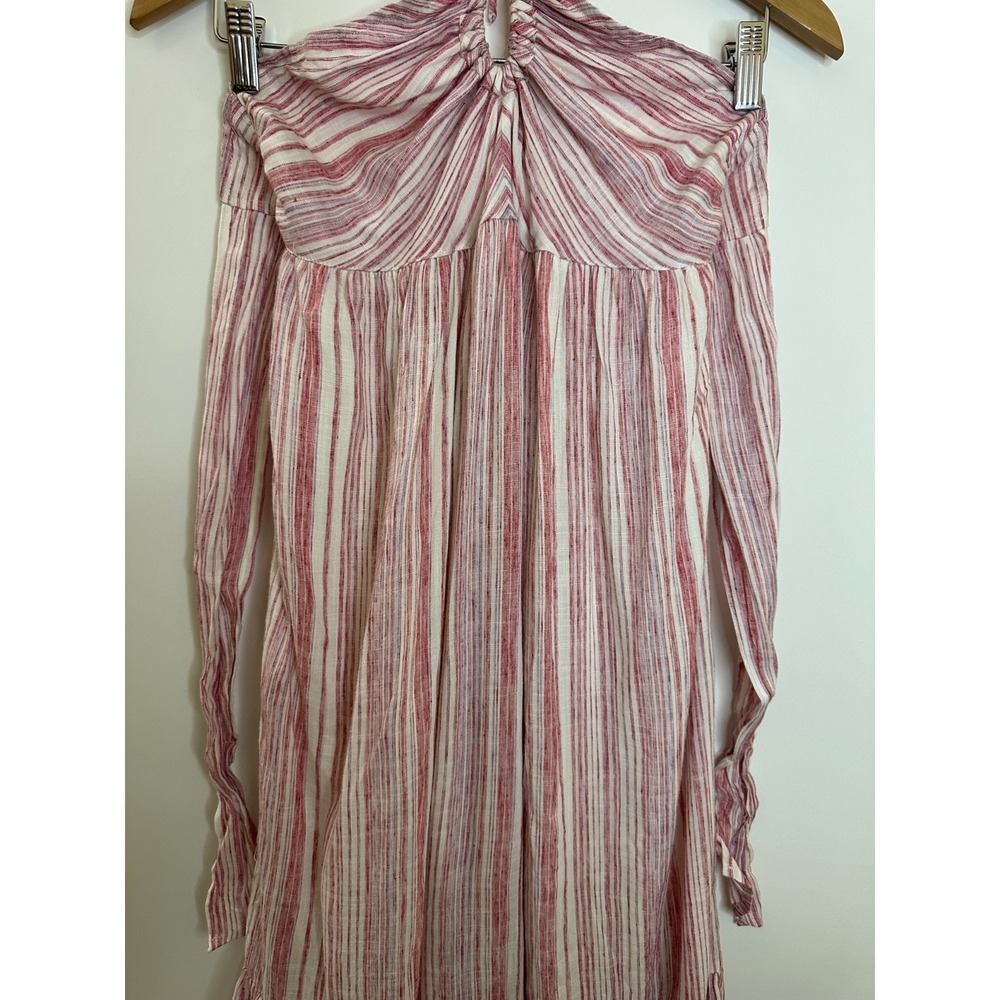 Free People Audrey Stripe Halter Maxi Dress Pink White Open Back Boho Womens XS - Picture 9 of 16